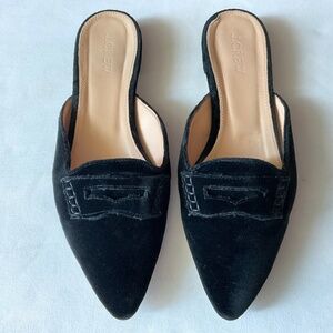 J.Crew Black Velvet Loafers mules Size 8